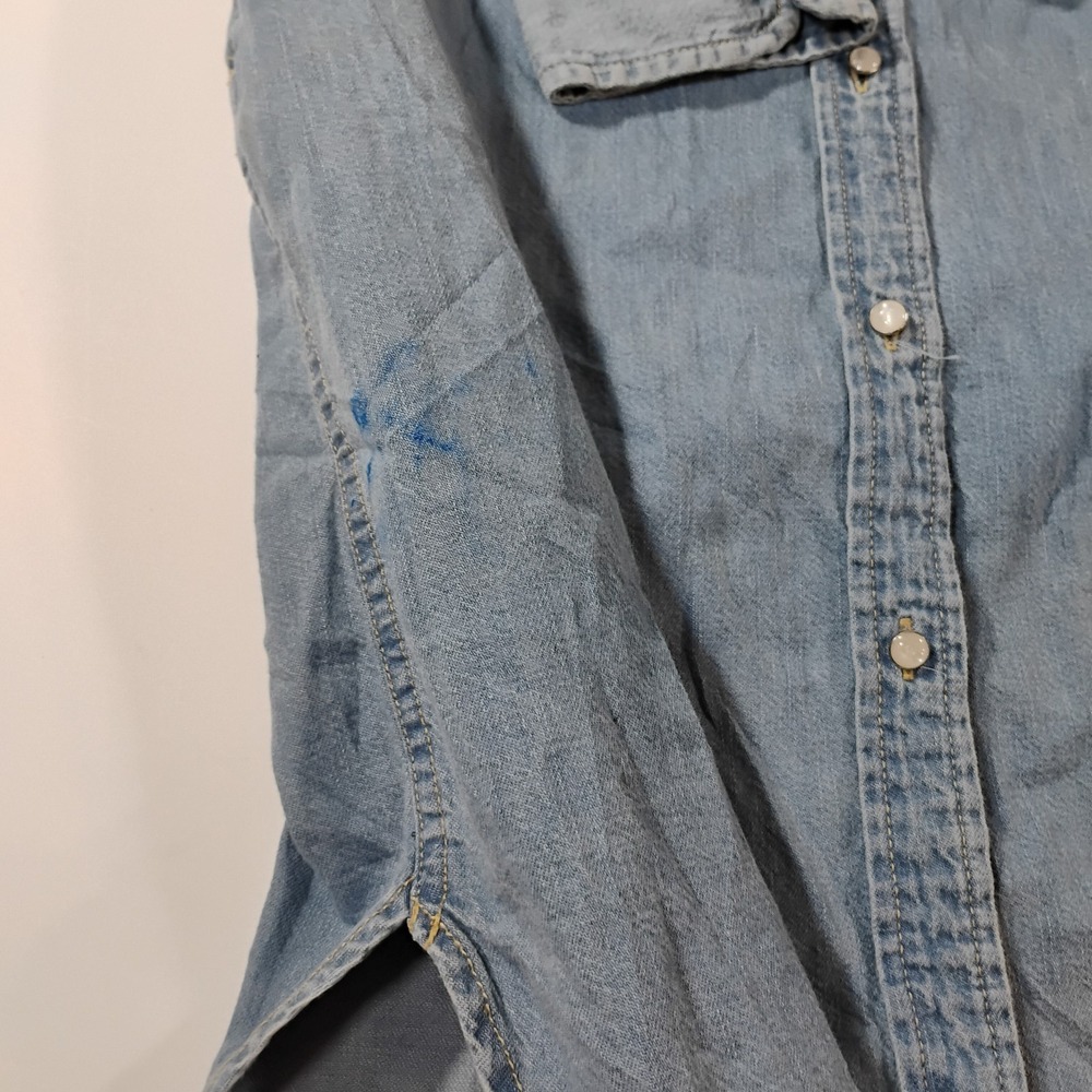 Lauren Ralph Lauren Women's Size 6 Denim Blue Shirt Dress Pearl Buttons Pocket - Picture 4 of 16